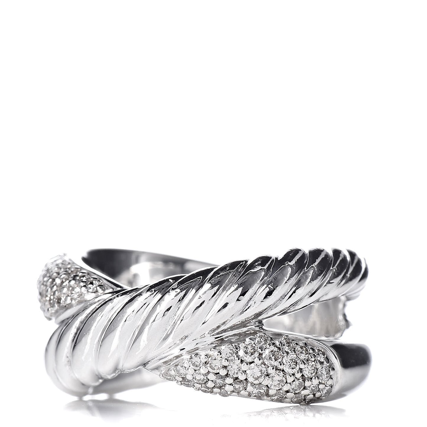 Sterling Silver Diamond Crossover Cable Ring 54 7