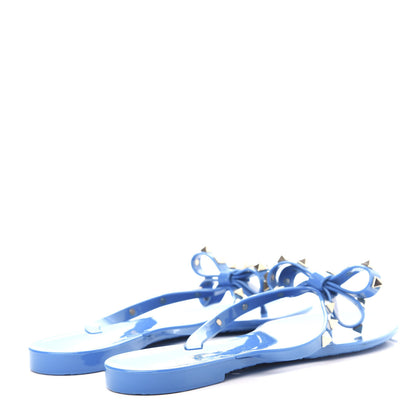 Valentino Garavani PVC Jelly Rockstud Bow Thong Sandals 39 Blue 4 of 9