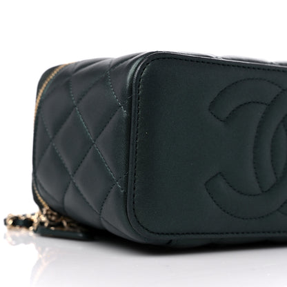 Chanel Iridescent Lambskin Quilted Small Top Handle Vanity Case With Chain Dark Green 8 of 15