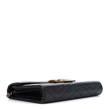 Gucci Calfskin Matelasse GG Marmont Chain Wallet Black 3 of 9