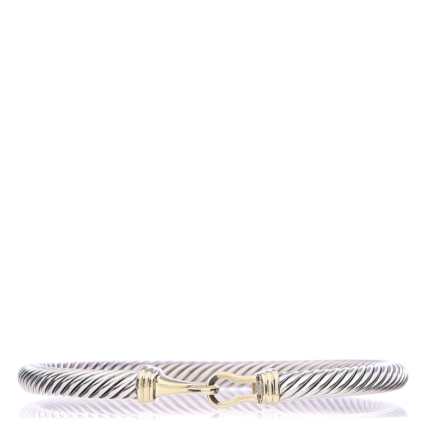 Sterling Silver 14K Yellow Gold 5mm Cable Classic Buckle Bracelet