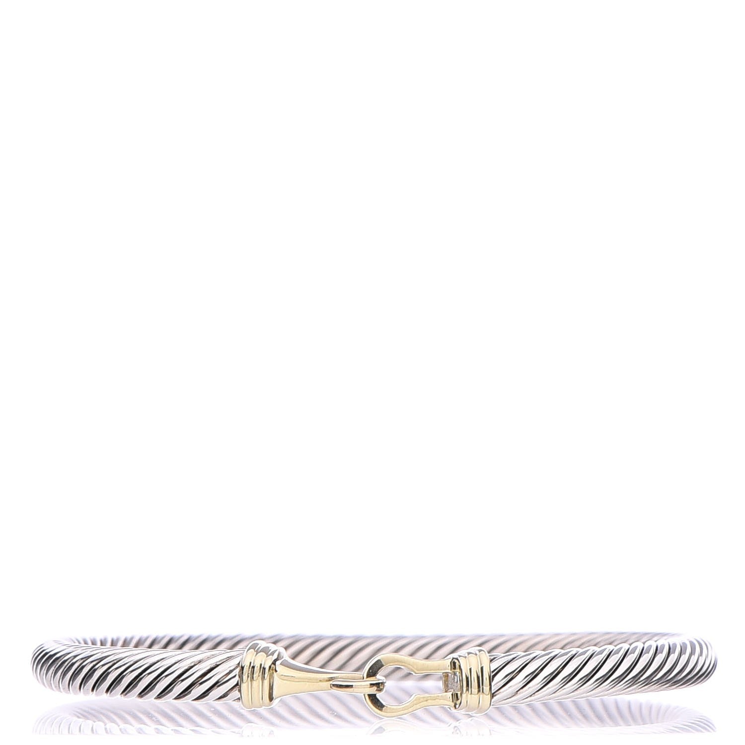 David Yurman Sterling Silver 14K Yellow Gold 5mm Cable Classic Buckle Bracelet 1 of 5