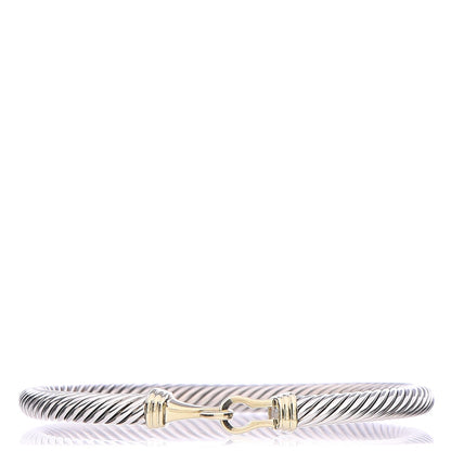 David Yurman Sterling Silver 14K Yellow Gold 5mm Cable Classic Buckle Bracelet 1 of 5
