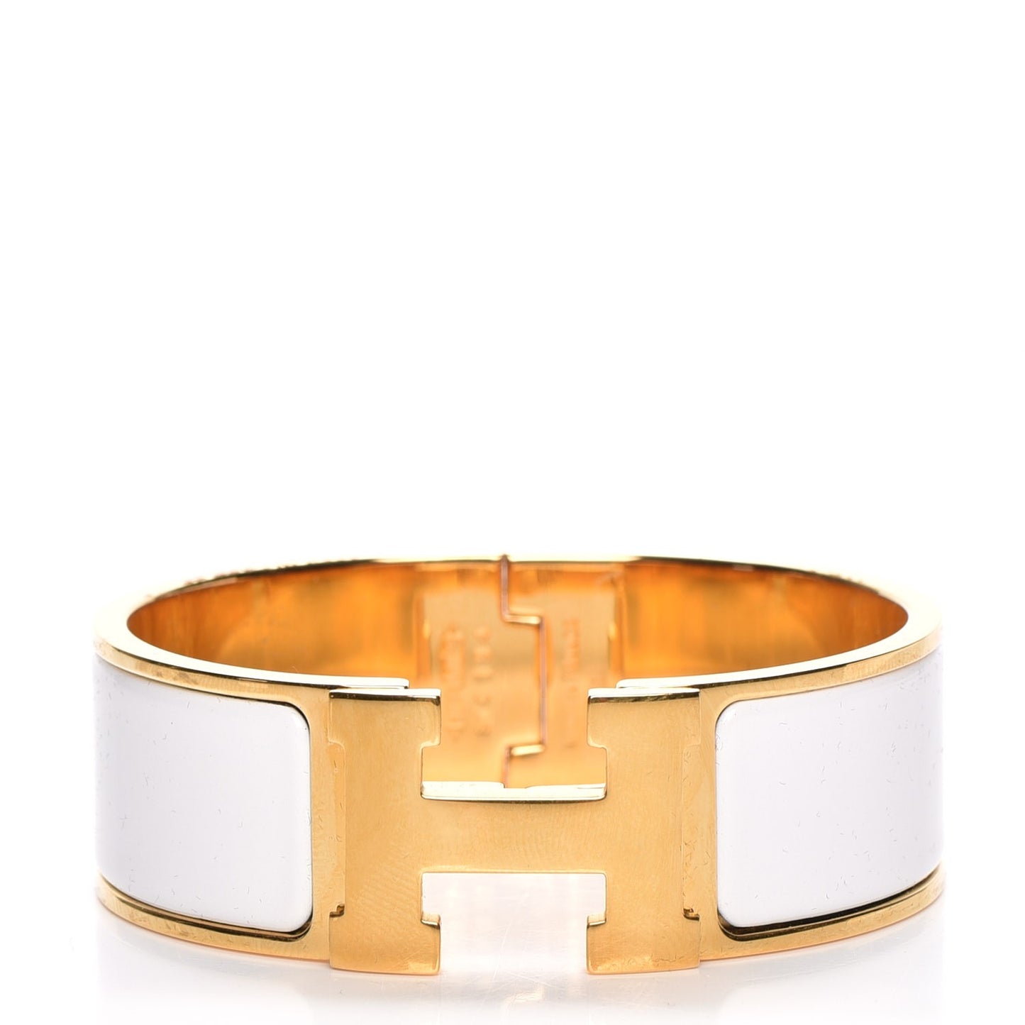 Enamel Wide Clic Clac H Bracelet PM White