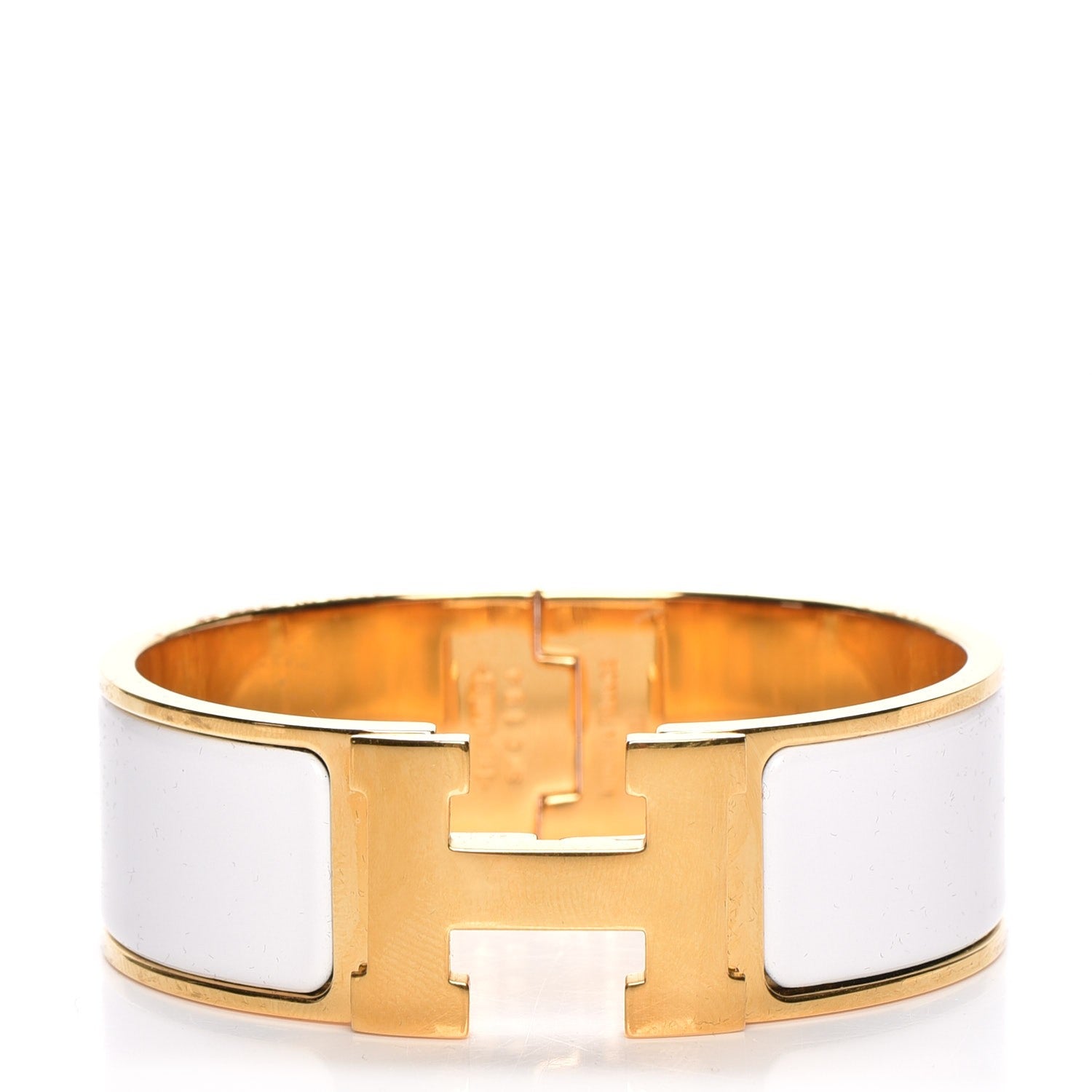 Hermes Enamel Wide Clic Clac H Bracelet PM White 1 of 5