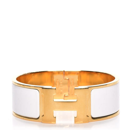 Hermes Enamel Wide Clic Clac H Bracelet PM White 1 of 5
