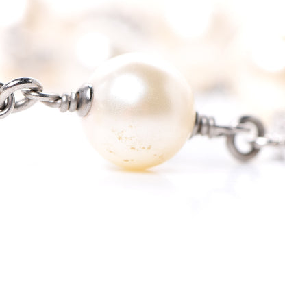 Chanel Crystal Pearl CC Long Necklace Silver 6 of 6