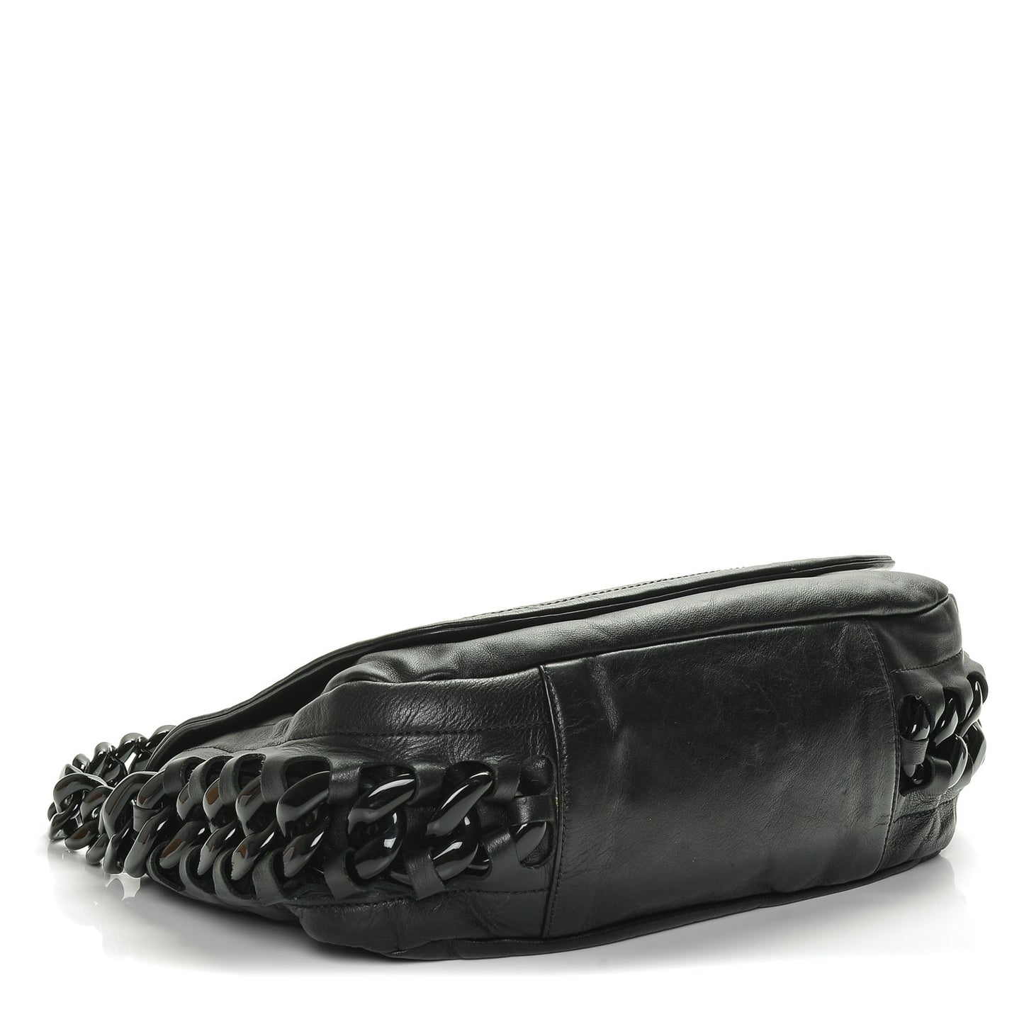 Calfskin Modern Chain Rhodoid Flap Black