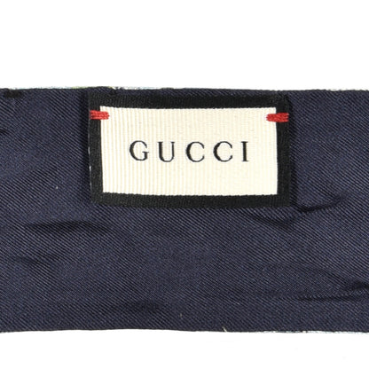 Gucci Silk Twill GG Monogram Bloomy GG Neck Bow Scarf Midnight Blue Sky Blue 3 of 3