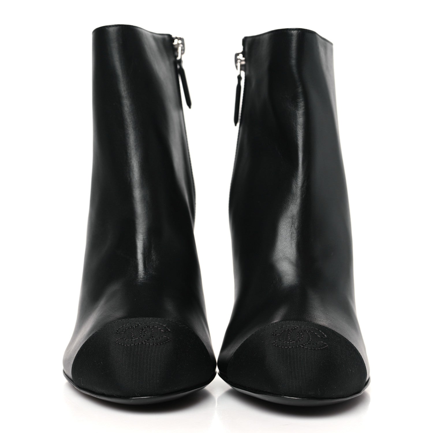 Chanel Lambskin Grosgrain Pearl Ankle Boots 40 Black 3 of 10