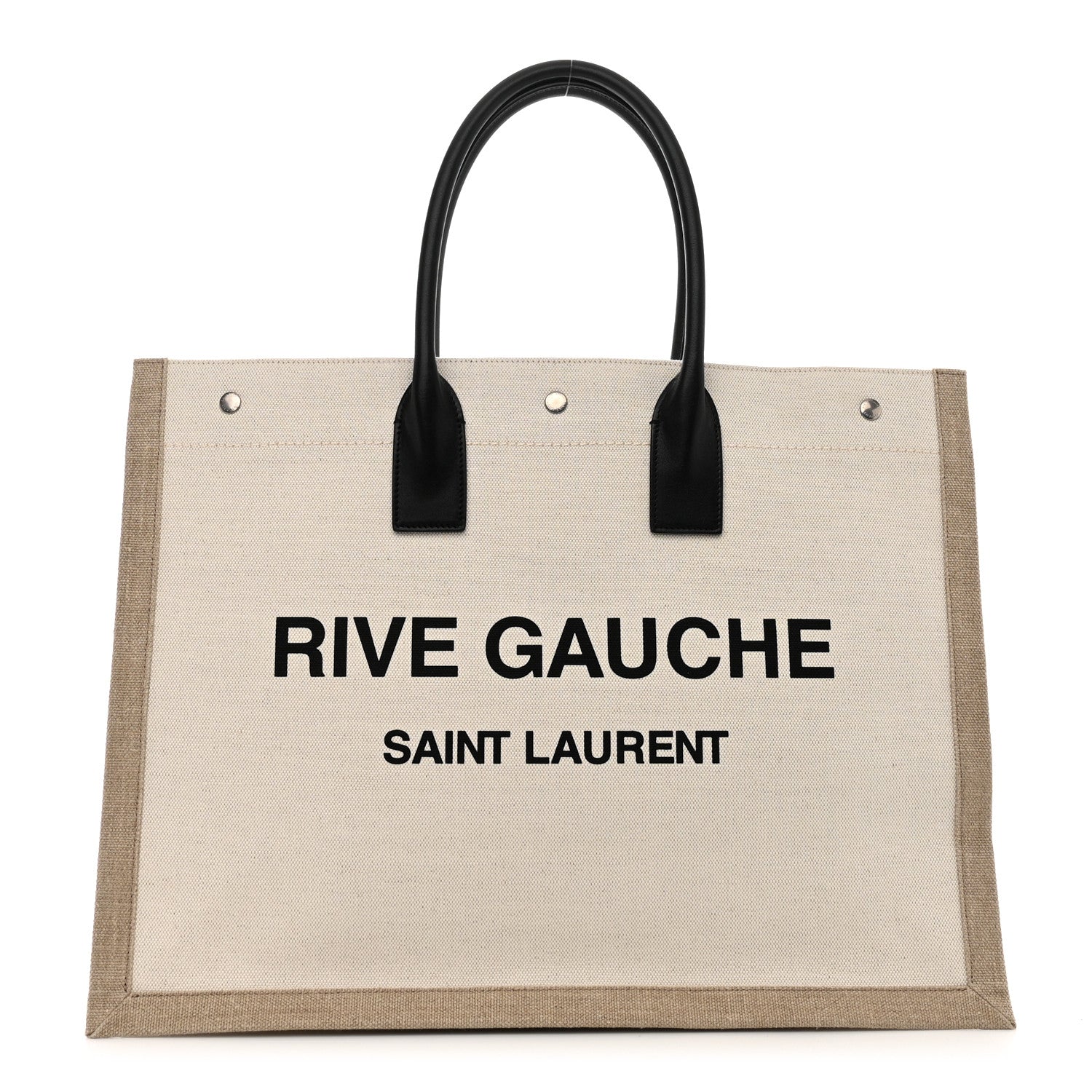 Saint Laurent Linen Calfskin Rive Gauche Tote Greggio Natural 1 of 9