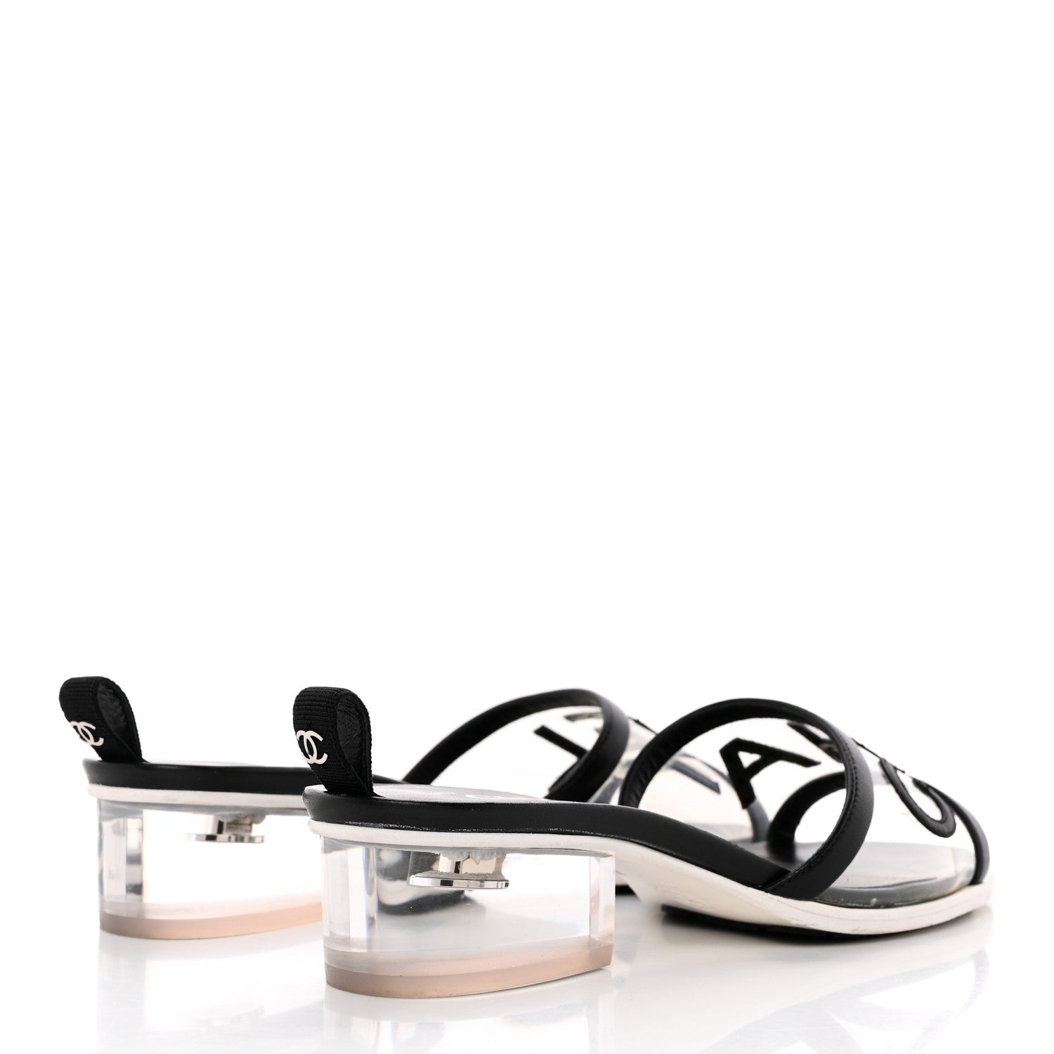 Chanel PVC Lambskin Logo Mules 37 Black 4 of 18