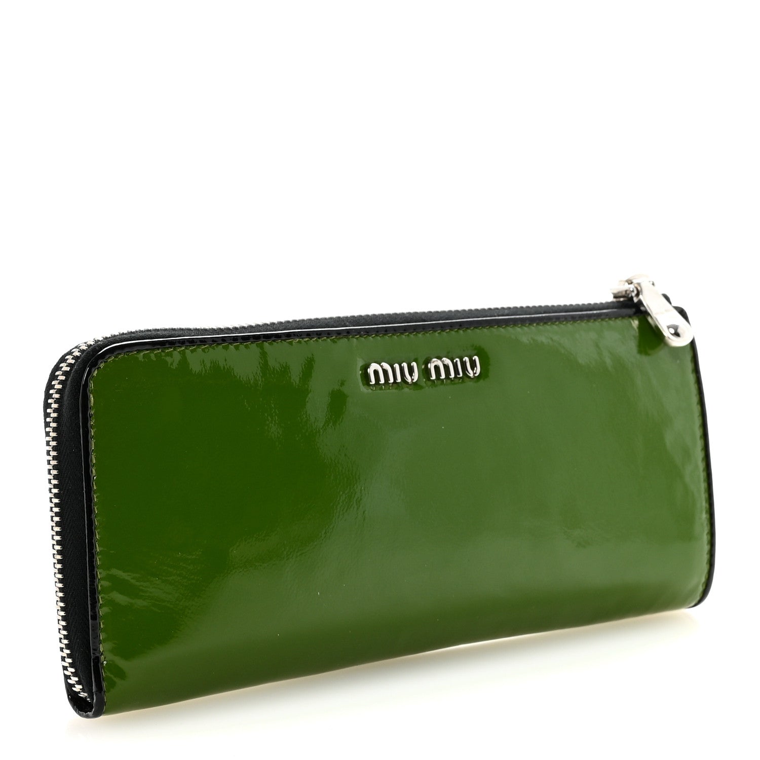 Miu Miu Patent Bow Flap Wallet Green Black 3 of 7