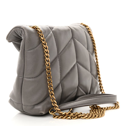 Saint Laurent Lambskin Quilted Toy Loulou Puffer Monogram Chain Satchel Fog 3 of 17