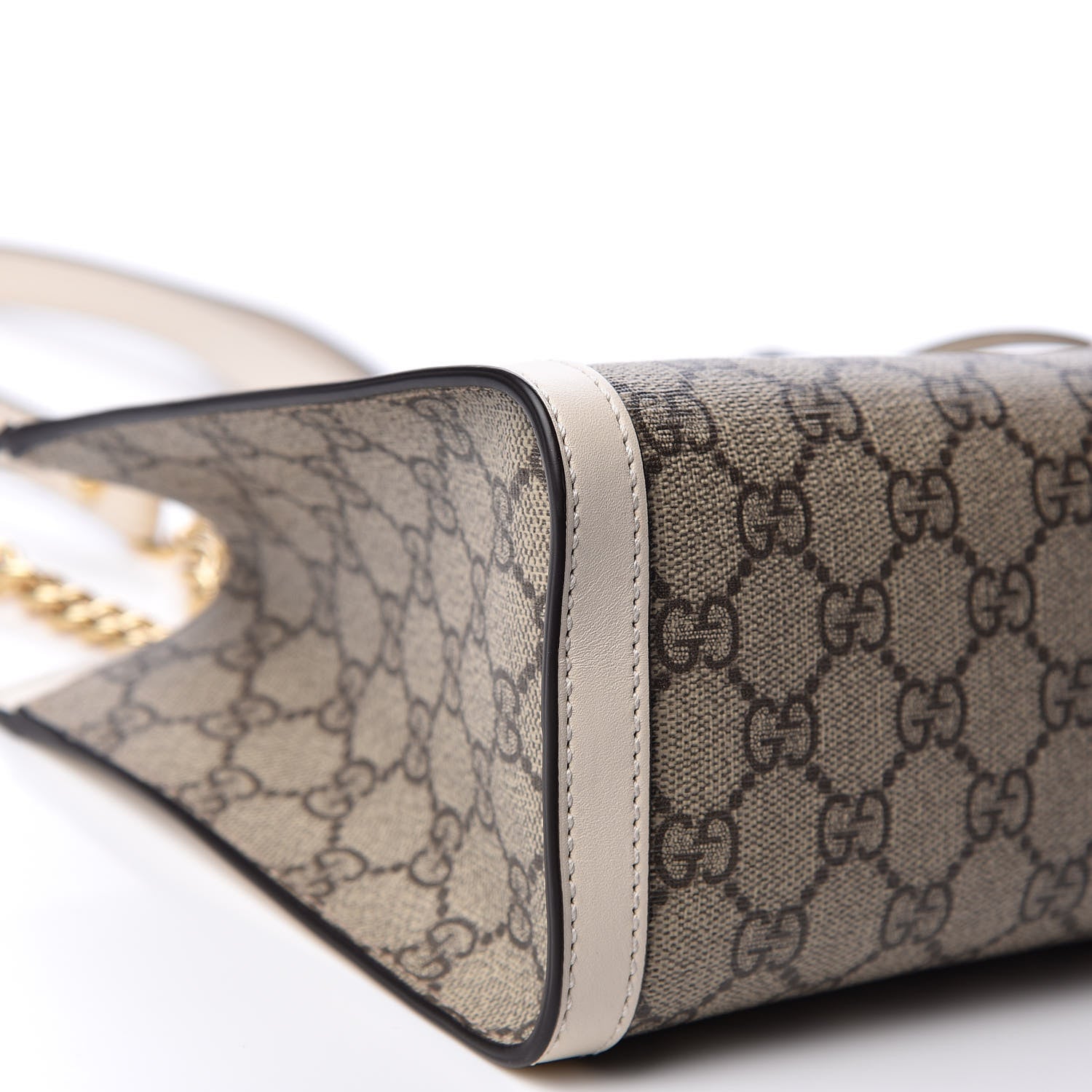 Gucci GG Supreme Monogram Moon Calfskin Small Padlock Tote Beige Ebony Mystic White 5 of 9