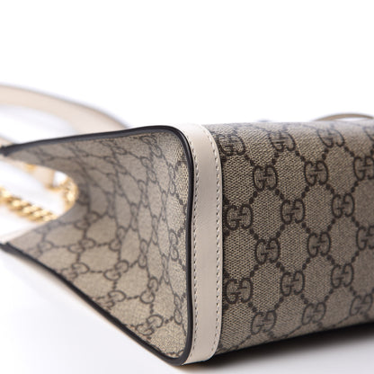 Gucci GG Supreme Monogram Moon Calfskin Small Padlock Tote Beige Ebony Mystic White 5 of 9
