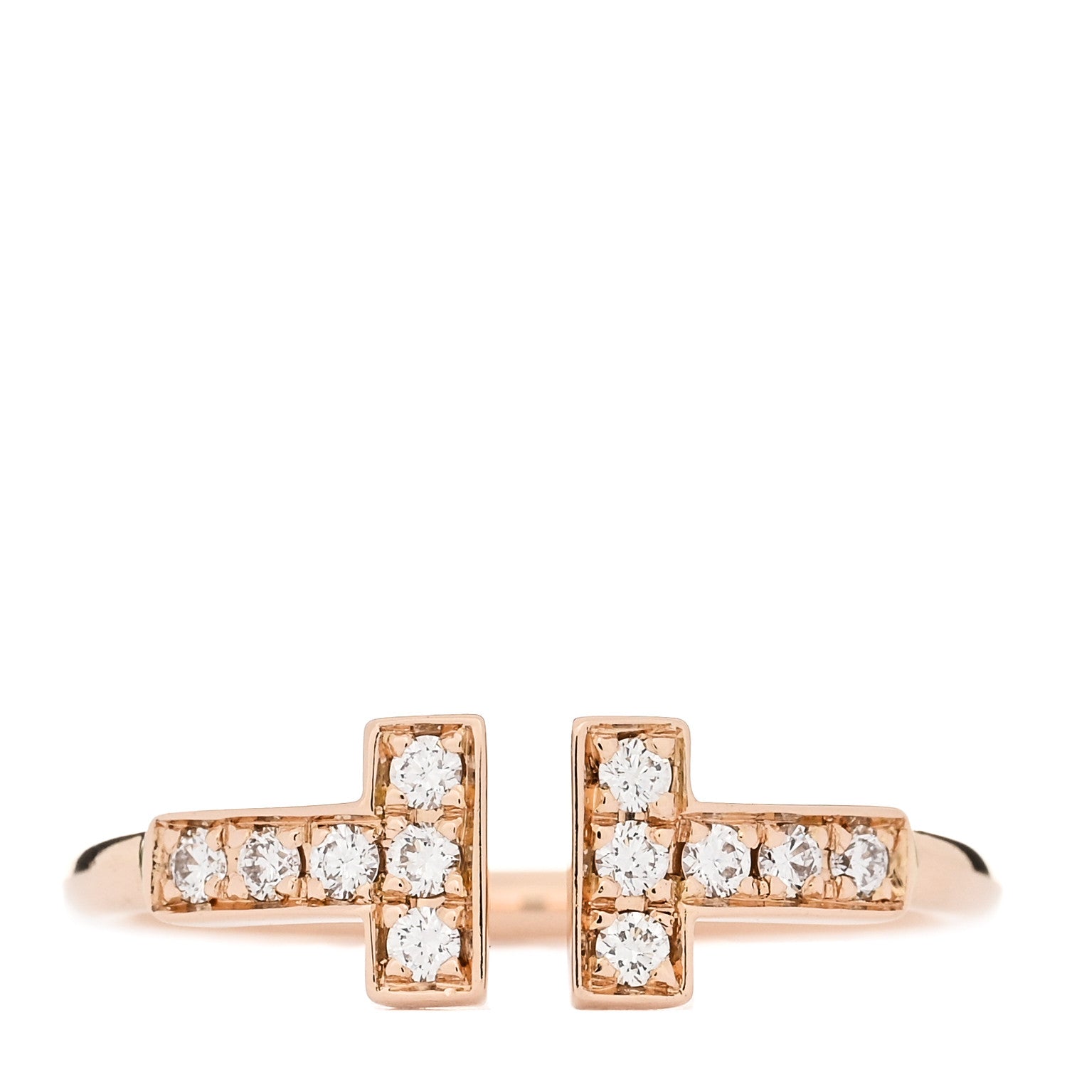 Tiffany 18K Rose Gold Diamond T Wire Ring 49 5 1 of 5