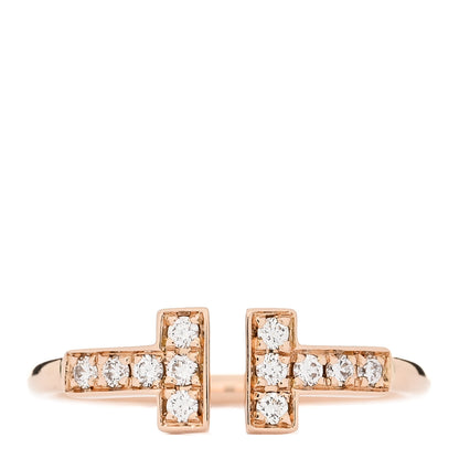 Tiffany 18K Rose Gold Diamond T Wire Ring 49 5 1 of 5