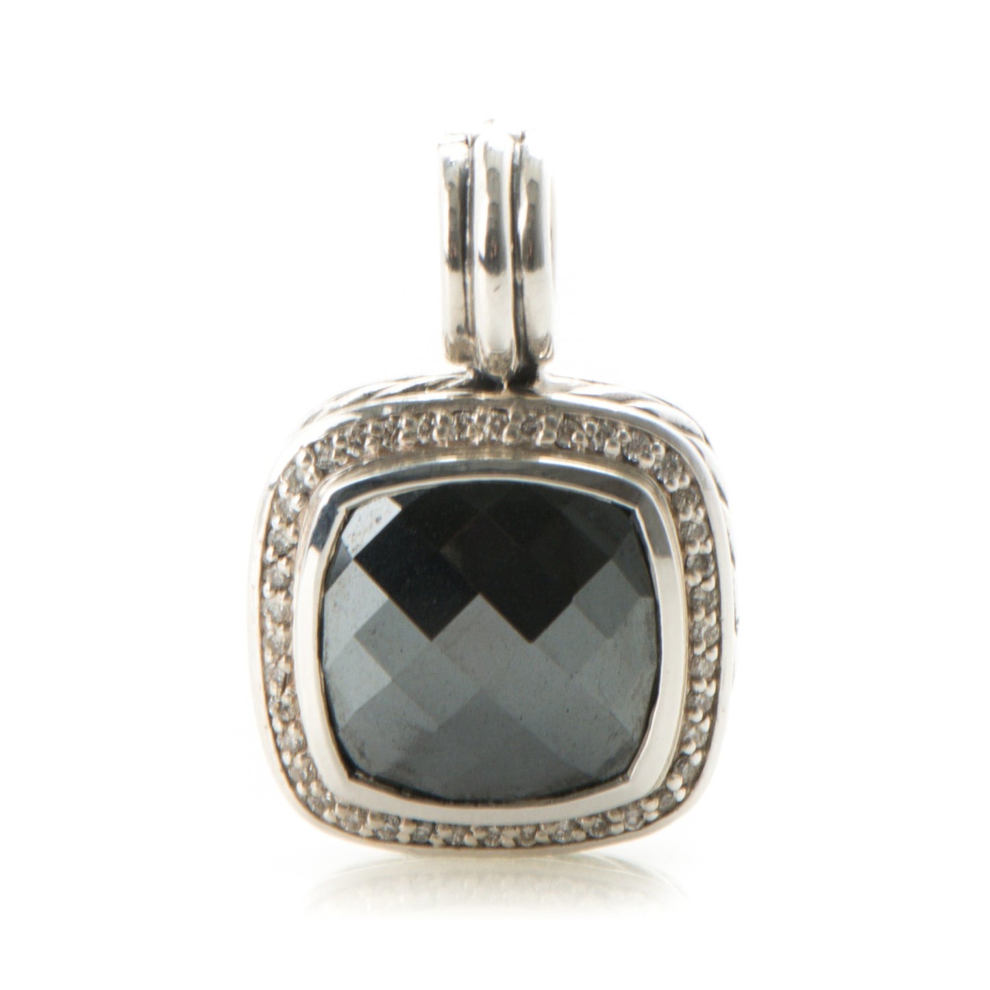 Sterling Silver Diamond Hematite 14mm Albion Enhancer Pendant
