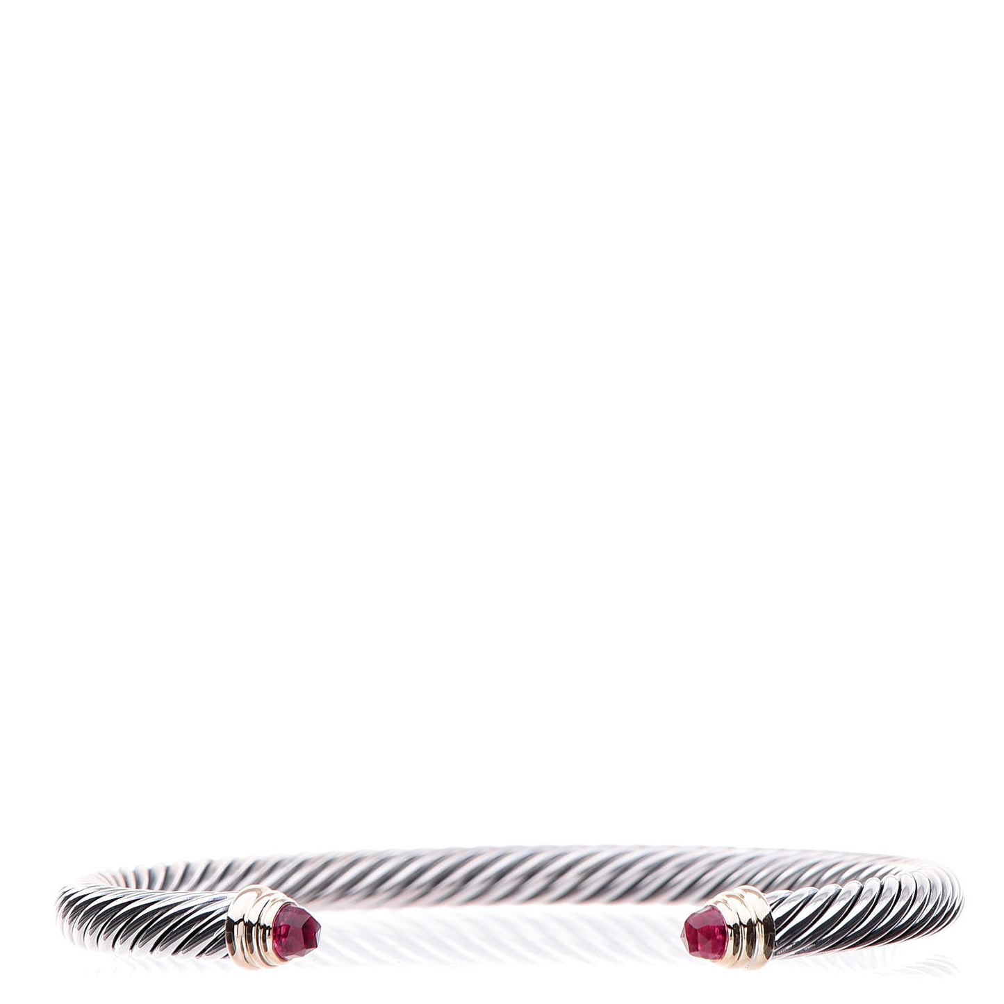 Sterling Silver 14K Yellow Gold Pink Tourmaline 5mm Cable Classics Petite Color Bracelet