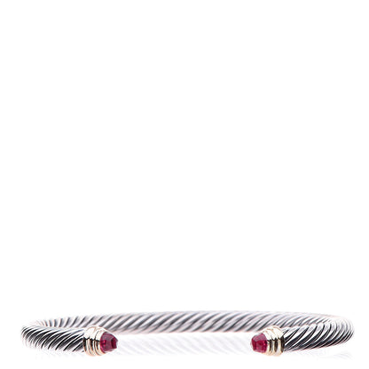 David Yurman Sterling Silver 14K Yellow Gold Pink Tourmaline 5mm Cable Classics Petite Color Bracelet 1 of 4