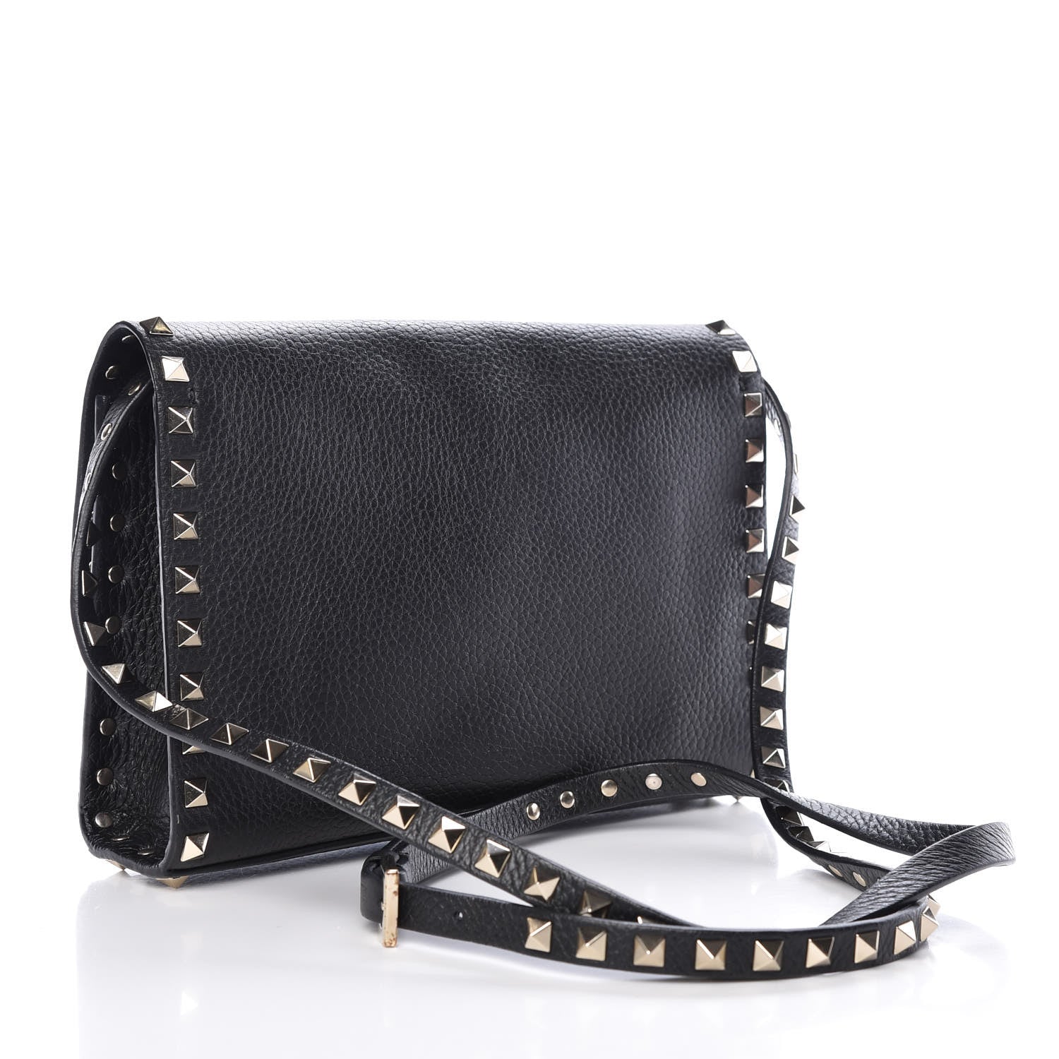 Valentino Garavani Pebbled Calfskin Medium Rockstud Flip Lock Crossbody Bag Black 3 of 11