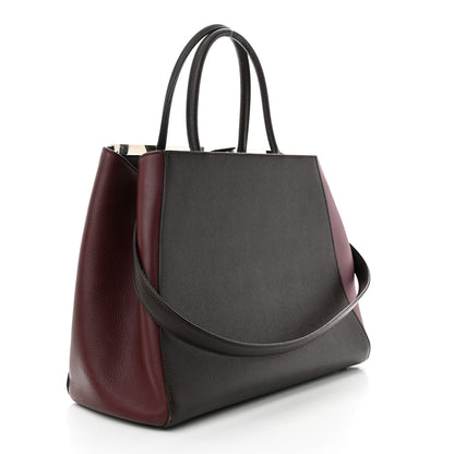 Fendi Vitello Elite Colorblock Regular 2Jours Tote Caffe Black Bordeaux Glicine 3 of 16