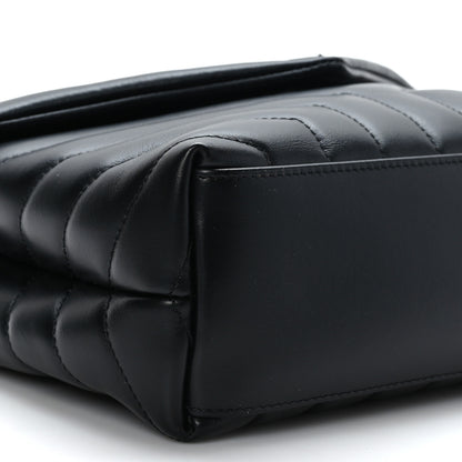Saint Laurent Calfskin Y Quilted Monogram Monochrome Small Loulou Chain Satchel Black 8 of 9