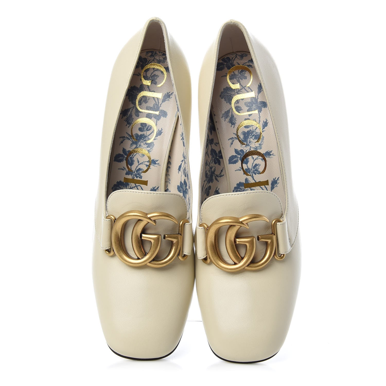 Gucci Malaga Kid GG Victoire 95mm Loafer Pumps 38 Vintage White 5 of 11