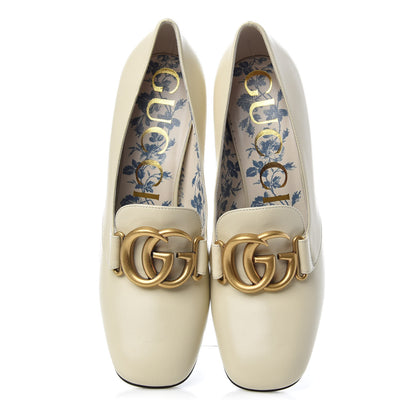 Gucci Malaga Kid GG Victoire 95mm Loafer Pumps 38 Vintage White 5 of 11