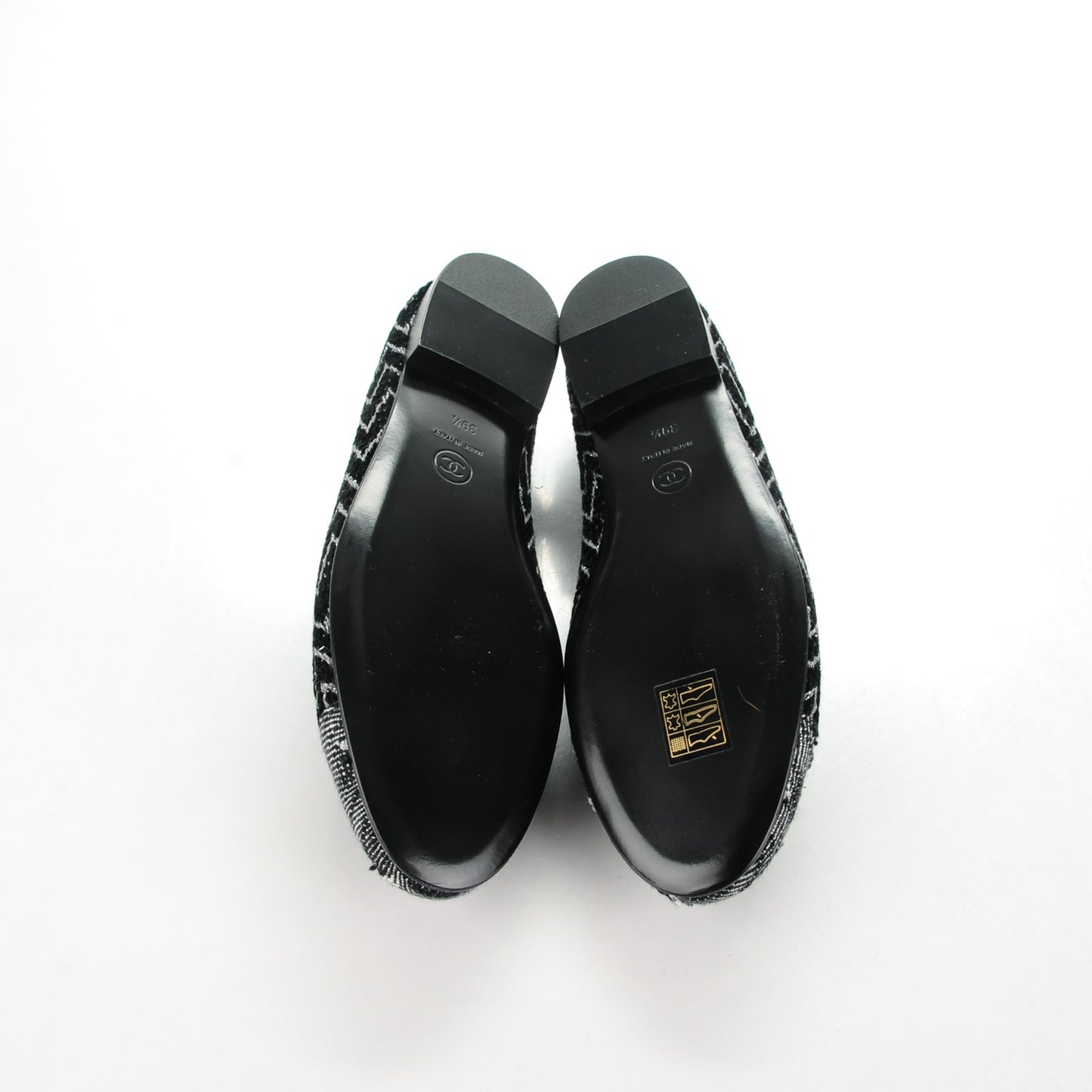 Tweed Ballerina Flats 39.5 Black Silver