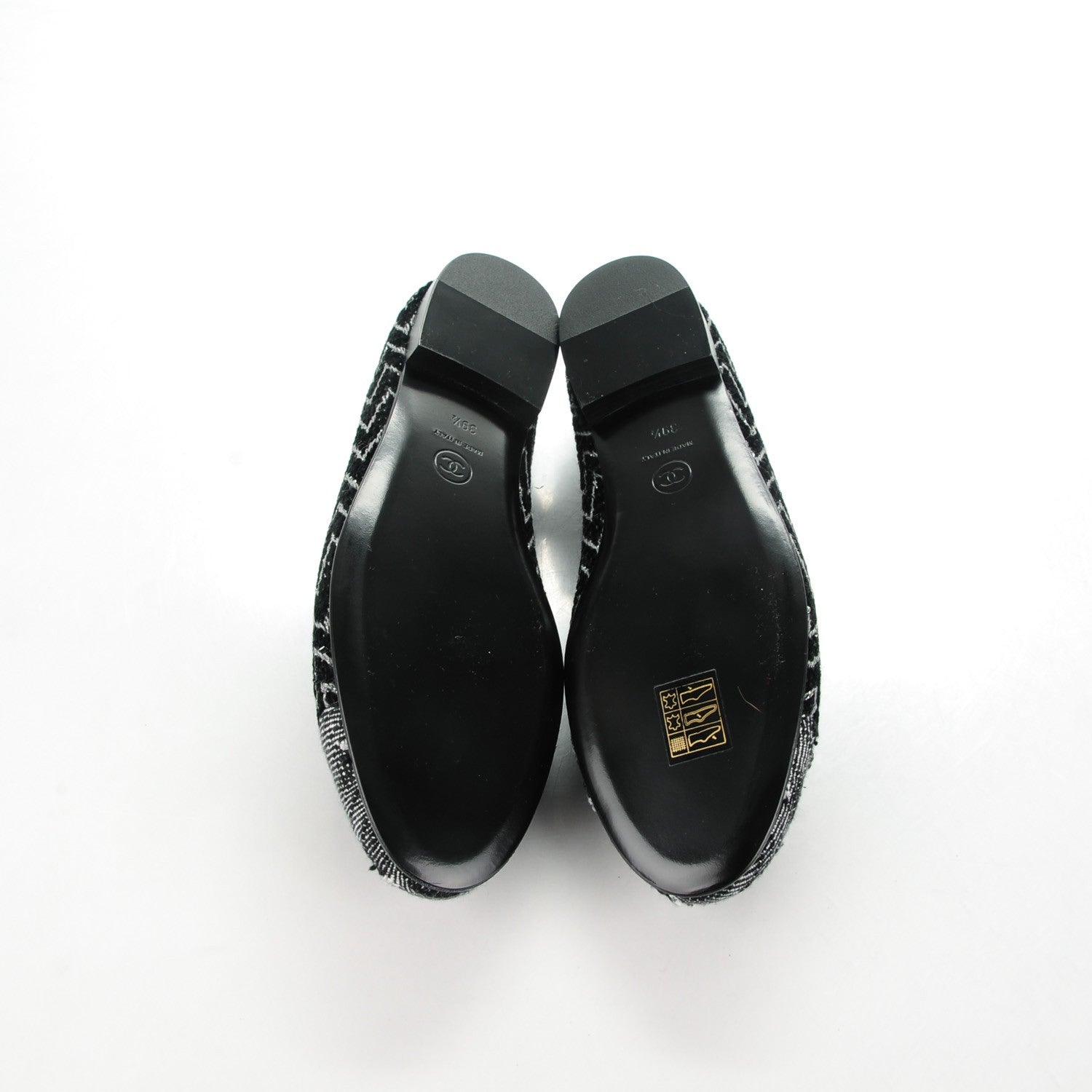Chanel Tweed Ballerina Flats 39.5 Black Silver 5 of 7