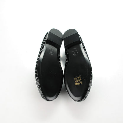 Chanel Tweed Ballerina Flats 39.5 Black Silver 5 of 7