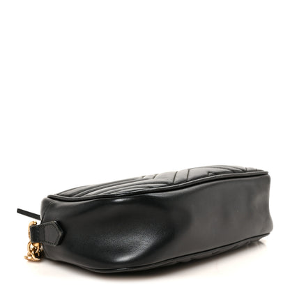 Gucci Calfskin Matelasse Small GG Marmont Chain Shoulder Bag Black 4 of 12