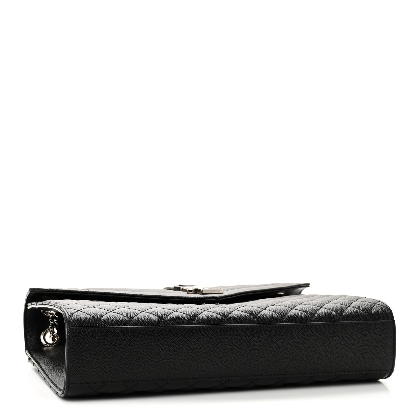 Grain De Poudre Textured Mixed Matelasse Large Triquilt Monogram Satchel Black