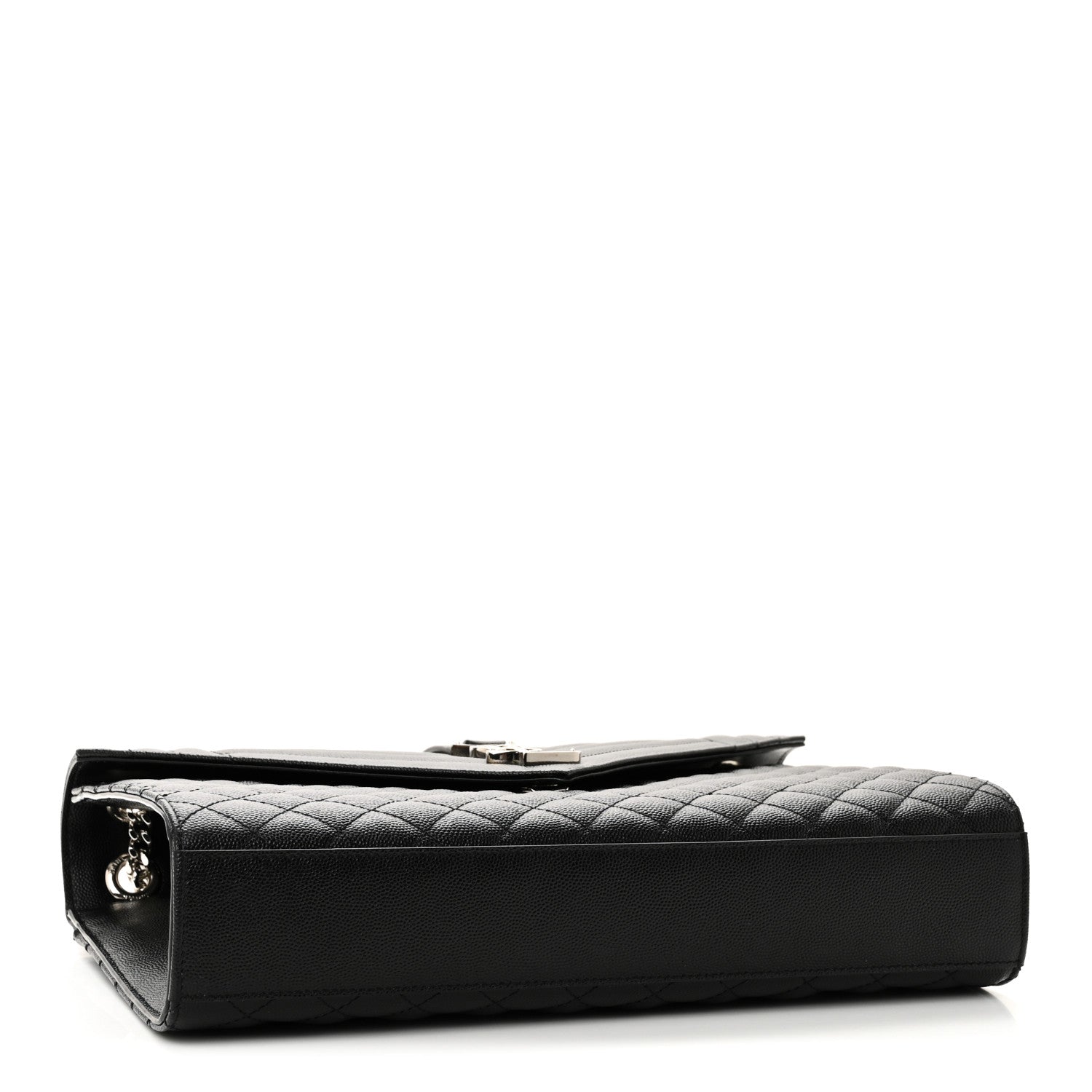 Saint Laurent Grain De Poudre Textured Mixed Matelasse Large Triquilt Monogram Satchel Black 4 of 10