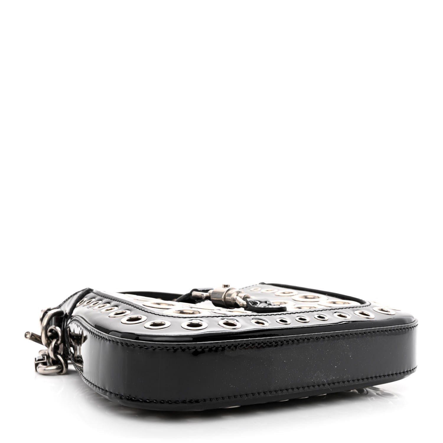 Gucci Patent Ha Ha Ha Mini Jackie 1961 Eyelet Hobo Black 4 of 10
