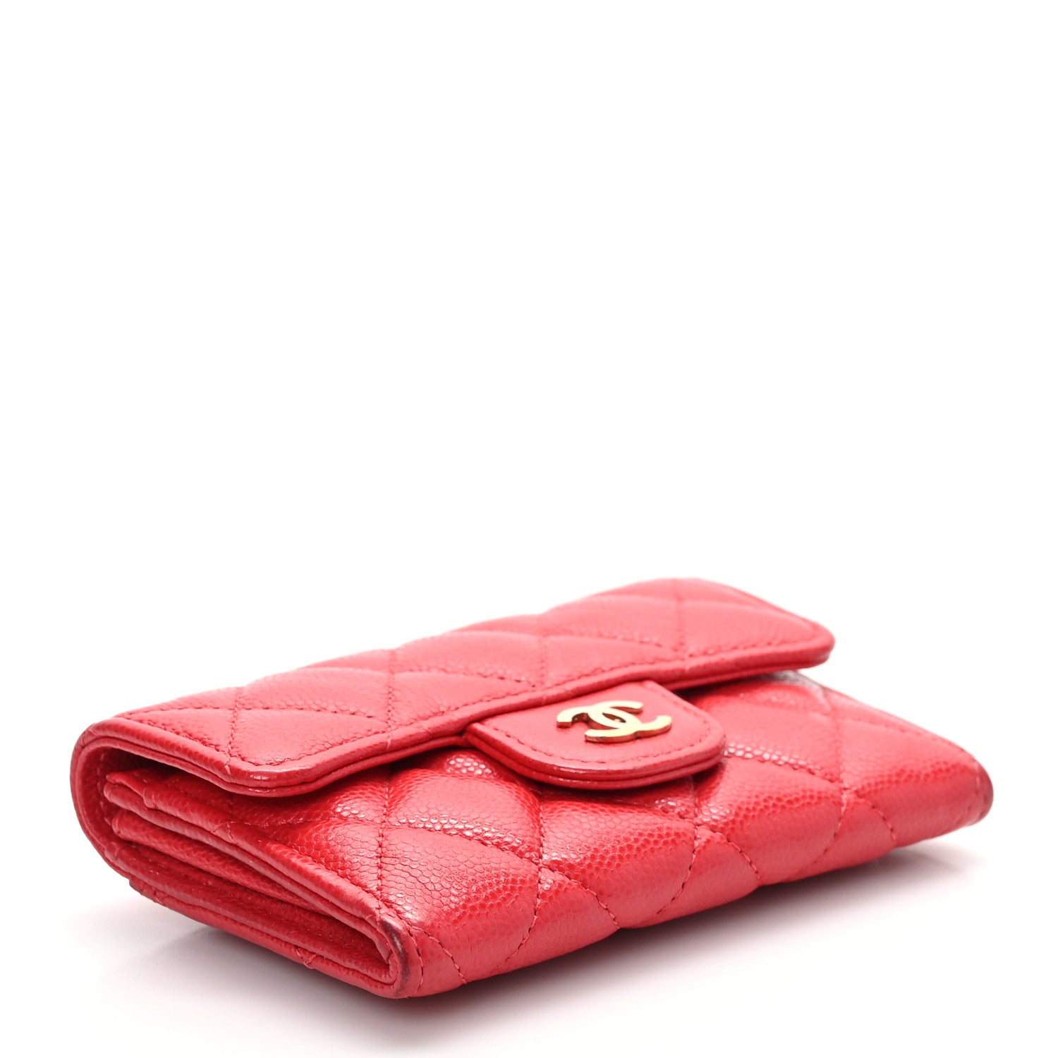 Chanel Caviar Quilted Flap Card Holder Wallet Red 4 of 10