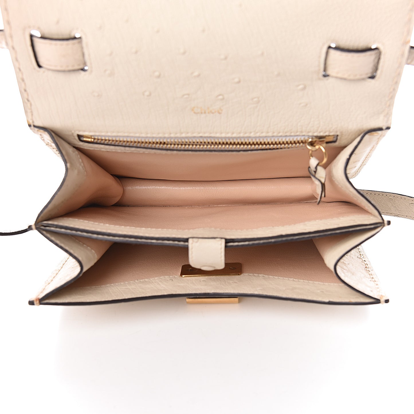 Ostrich Louise Shoulder Bag Ivory