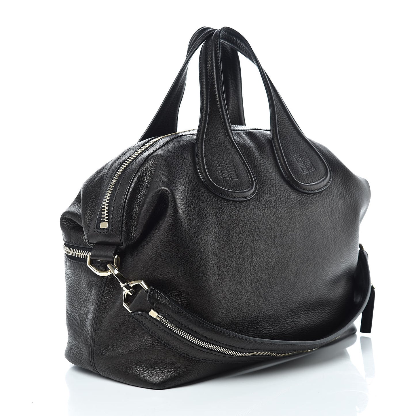 Grained Calfskin Medium Zip Animation Nightingale Black