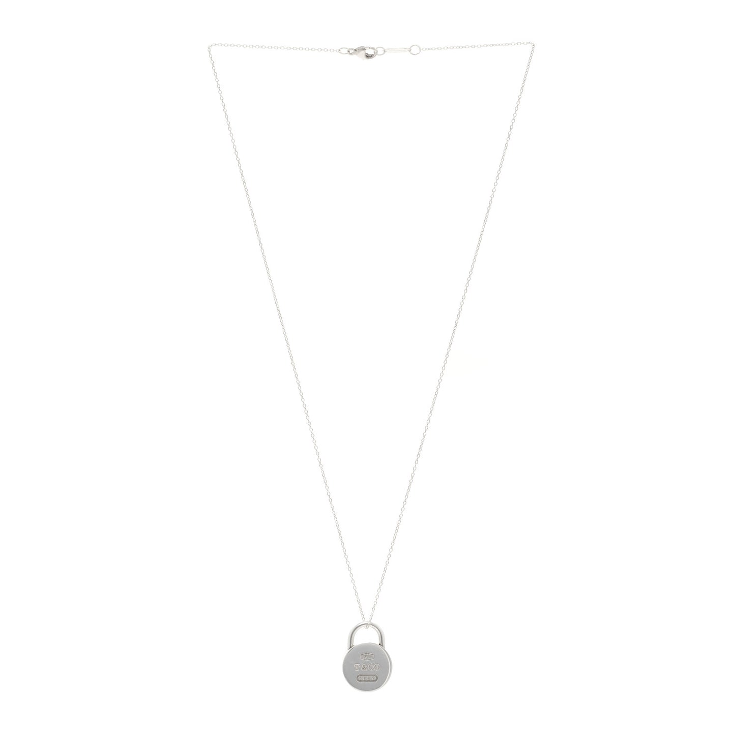 Sterling Silver 1837 Round Lock Charm Pendant Necklace