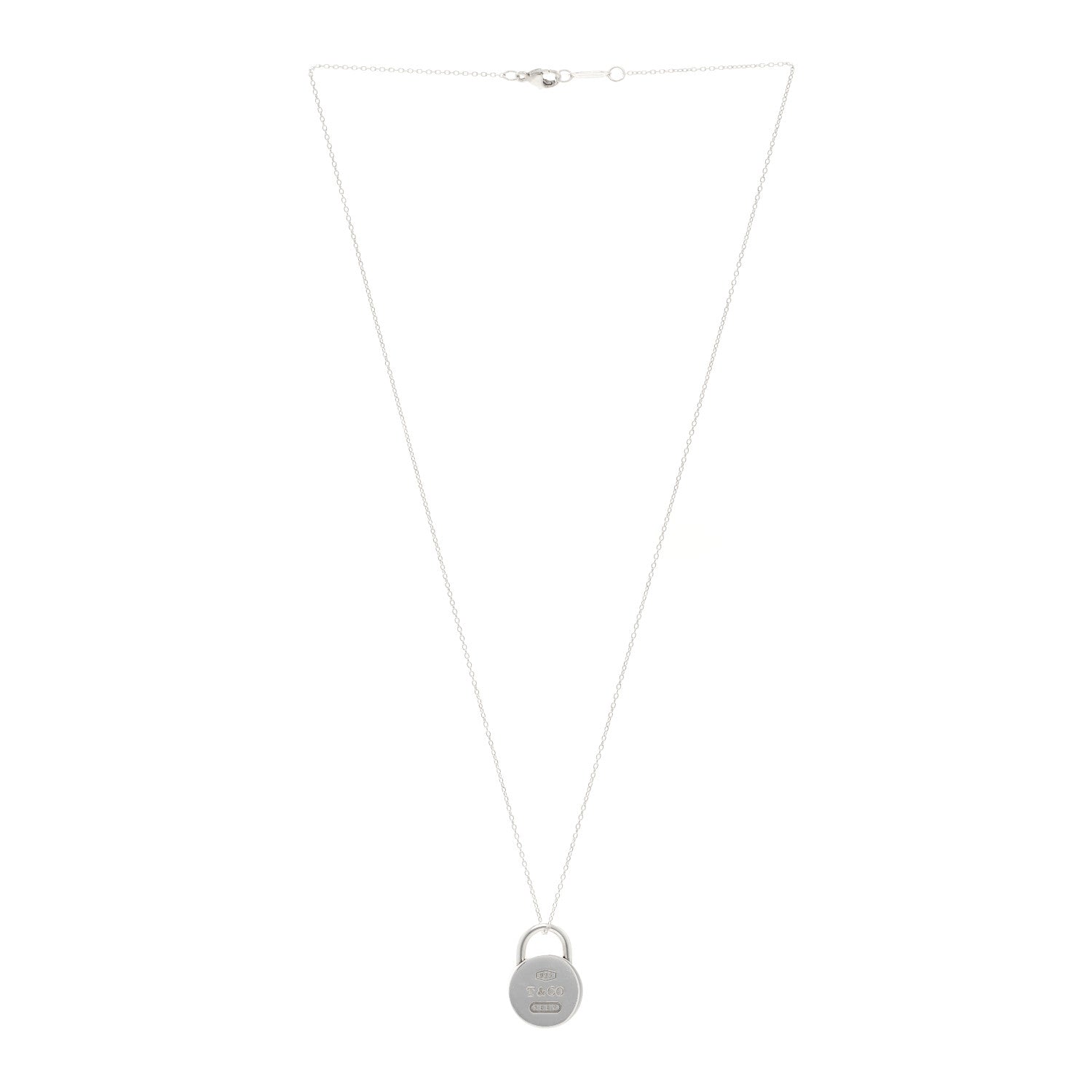 Tiffany Sterling Silver 1837 Round Lock Charm Pendant Necklace 3 of 5