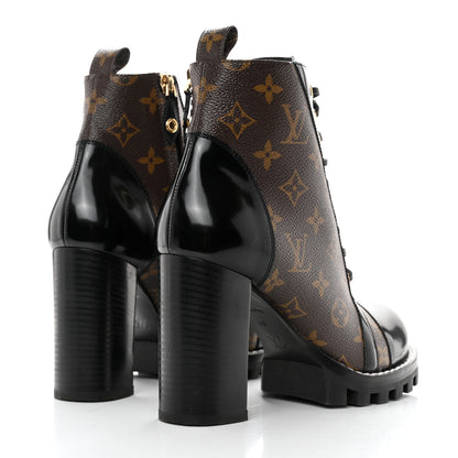 Louis Vuitton Patent Calfskin Monogram Star Trail Ankle Boots 40 Black 4 of 8