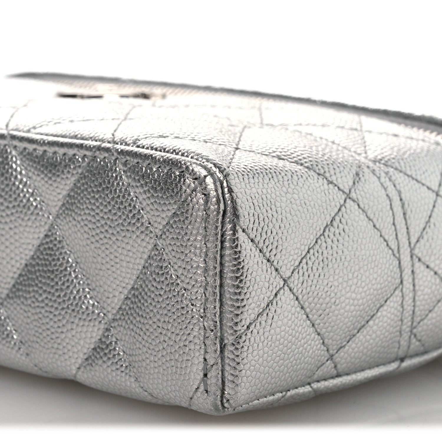 Chanel Metallic Caviar Quilted Trendy Handle Slim Vanity Silver 9 of 10