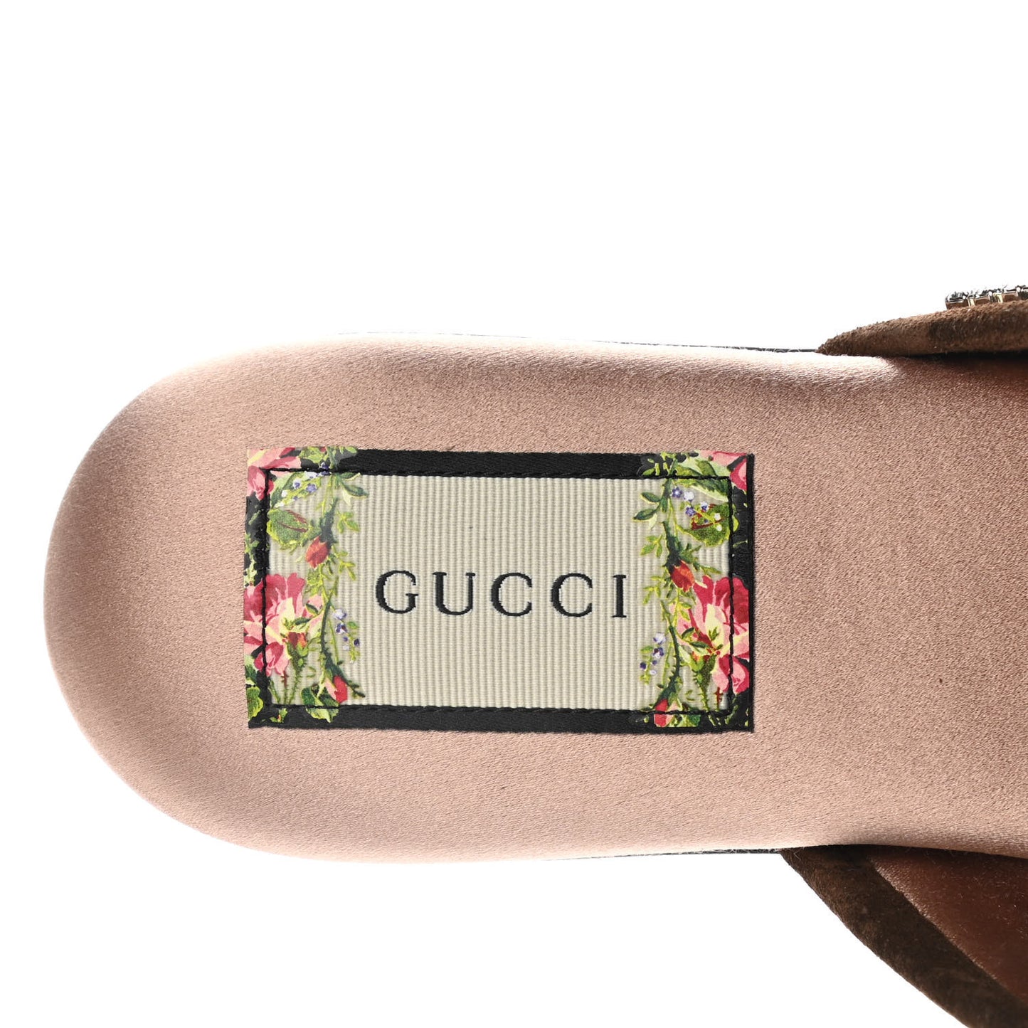 Velvet GG Monogram Crystal Slippers 37 Brown Vintage Cocoa