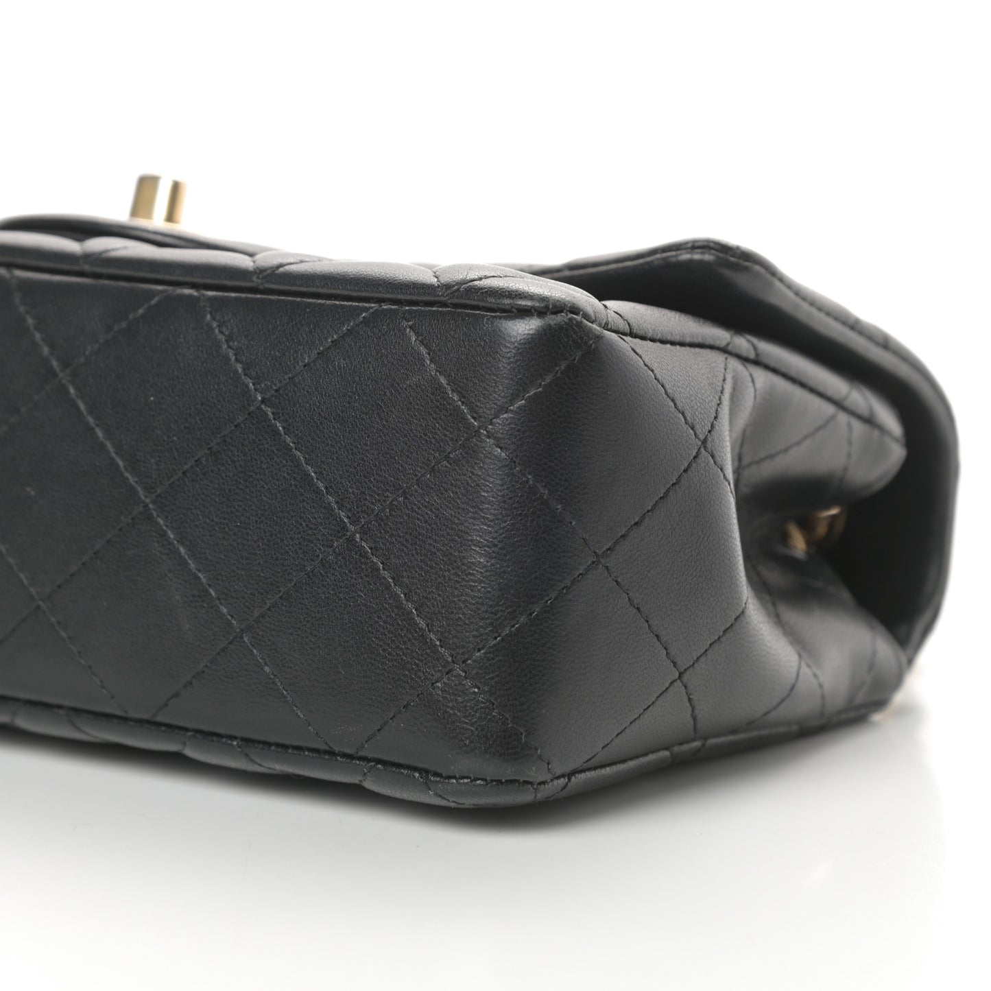 Lambskin Quilted Mini Rectangular Flap Black
