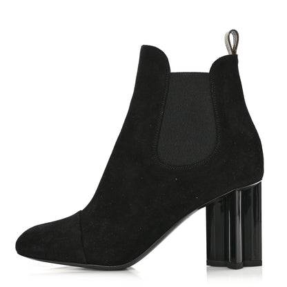 Louis Vuitton Suede Monogram Uniformes Cap Toe Chelsea 80mm Ankle Boots 36.5 Black 1 of 7