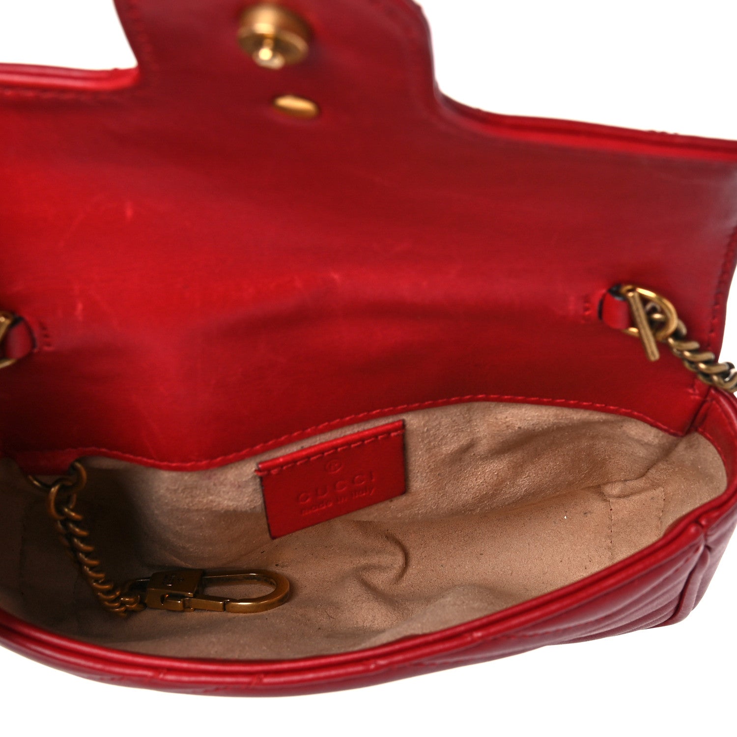 Gucci Calfskin Matelasse Super Mini GG Marmont Shoulder Bag Hibiscus Red 5 of 18