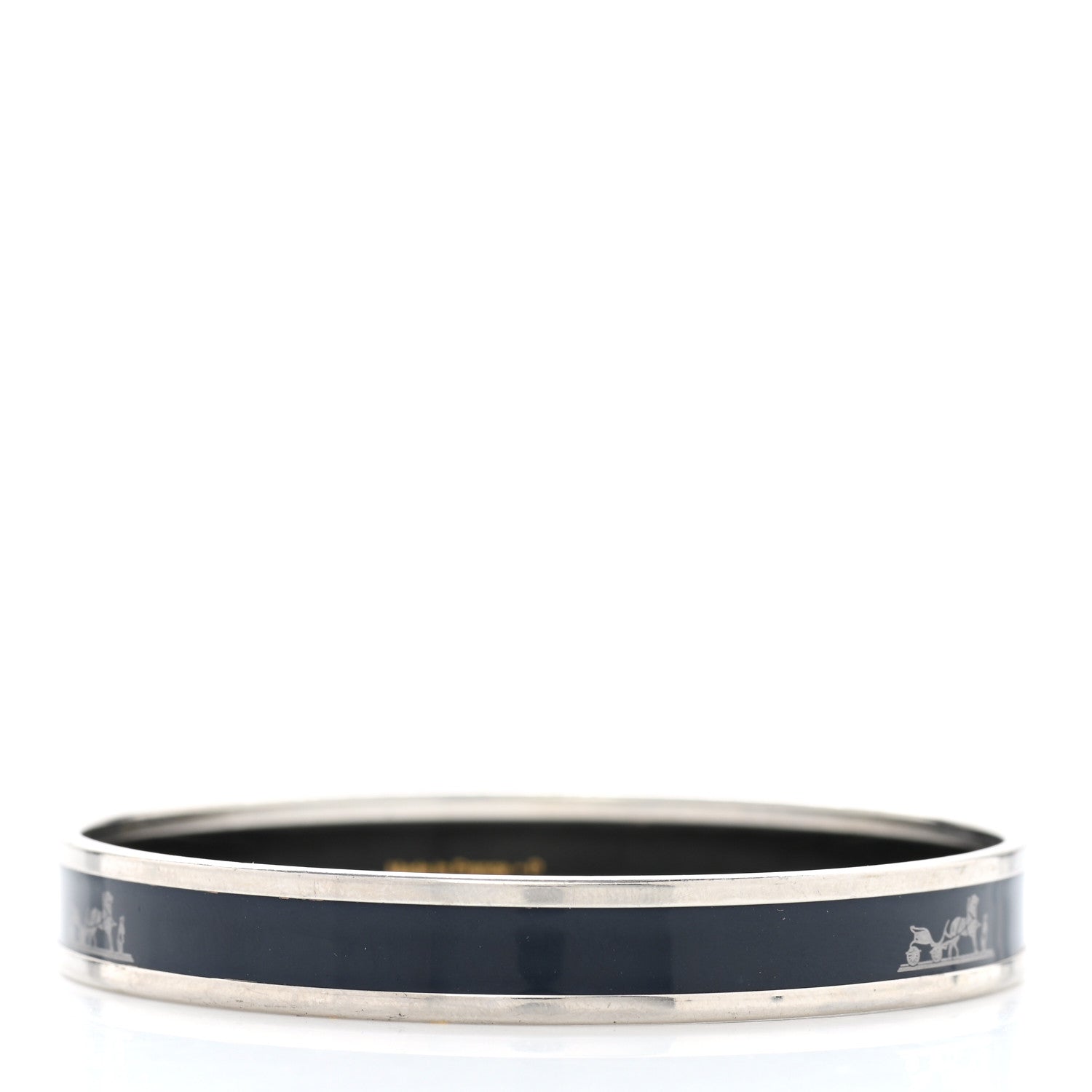 Hermes Enamel Printed Narrow Caleche Bracelet 62 Black 3 of 5