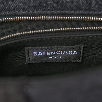 Balenciaga Denim Patchwork Small Hourglass Top Handle Bag Washed Black 6 of 9